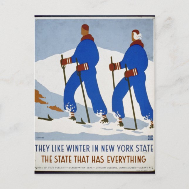 Postal Les gusta el invierno en el estado de Nueva York (Anverso)