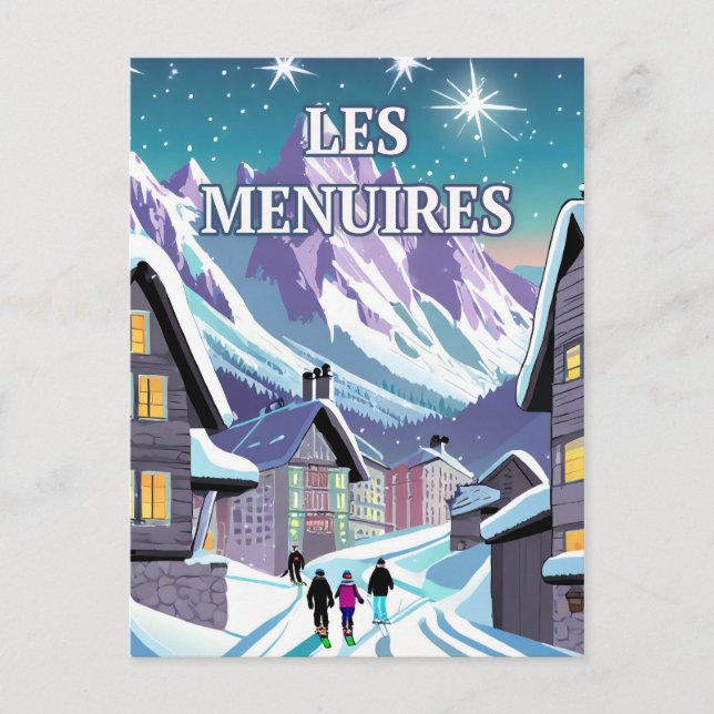 Postal Les Menuires : Éclat d'hiver dans les Alpes (Anverso)