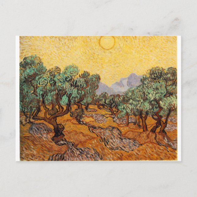 Postal Les oliviers de Vincent Van Gogh (Olivos) (Anverso)