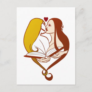 Postal Lesbiana Romance Sepia Gold