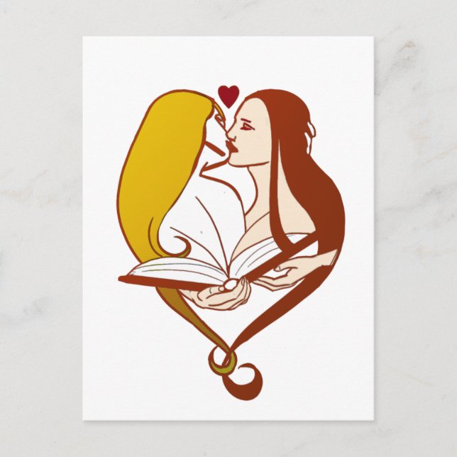 Postal Lesbiana Romance Sepia Gold (Anverso)