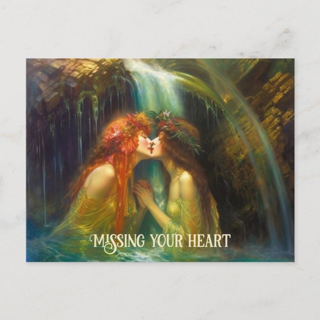 Postal Lesbianas cayendo en el agua (Anverso)