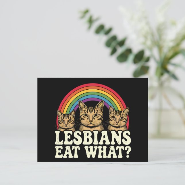 Postal Lesbianas comen el meme del mes del orgullo LGBT (Anverso de pie)