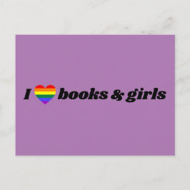 Postal Lésbica LGBT: Me encantan los libros y Chicas