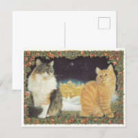 LESLEY ANNE IVORYS NAVIDADES CAT POSCARD