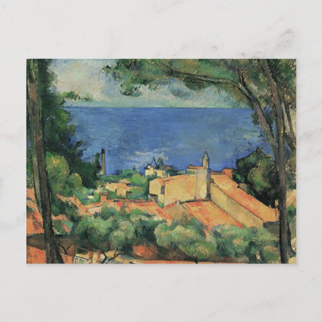 Postal L'Estaque con techos rojos - Paul Cezanne - c1883 (Anverso)