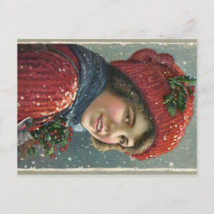 Postal Letografía de mujer en invierno de 1917