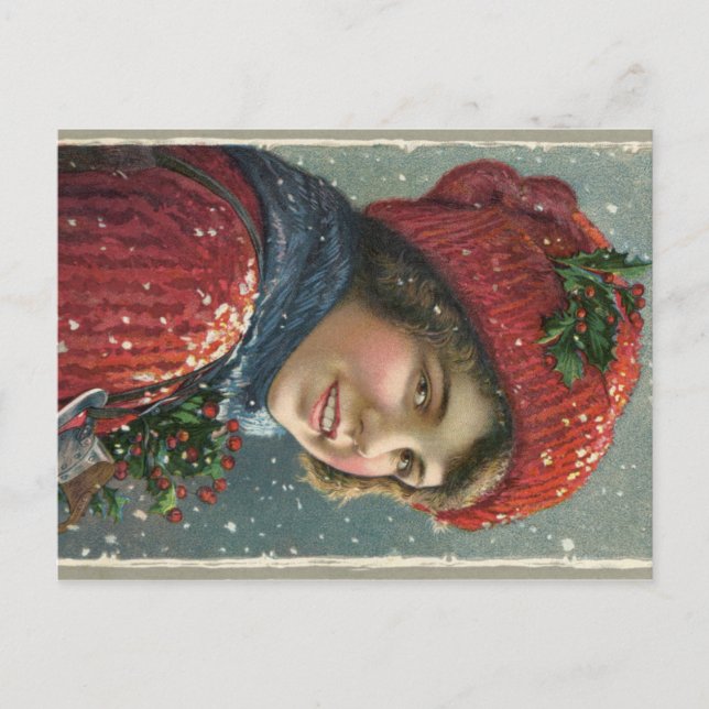 Postal Letografía de mujer en invierno de 1917 (Anverso)