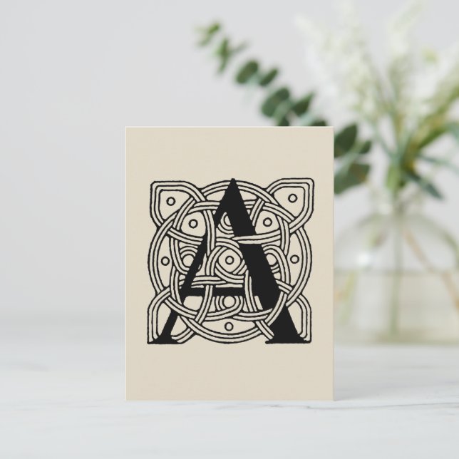 Postal Letra A Monograma De Knot Celta Vintage (Anverso de pie)