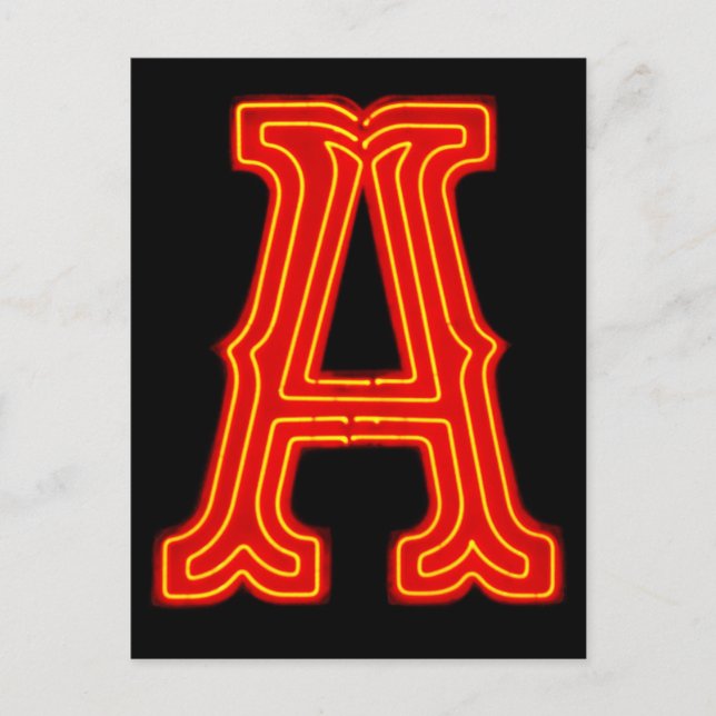 Postal Letra "A" monograma Neon Light (Anverso)