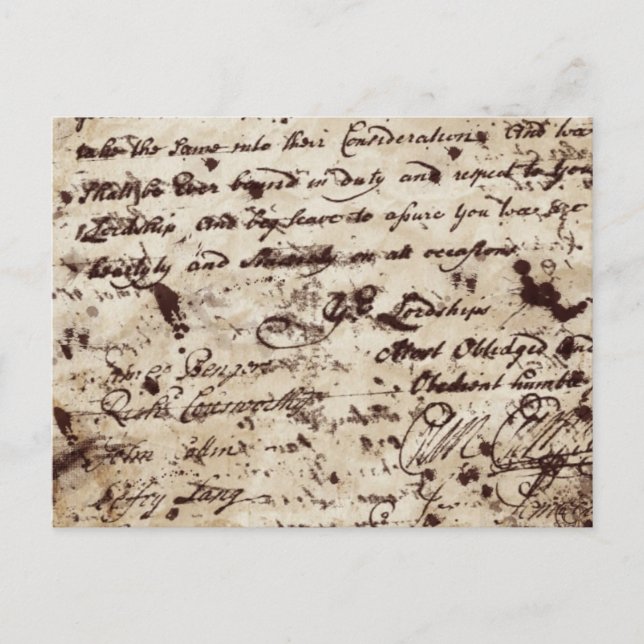 Postal Letra antigua manuscrita vintage (Anverso)