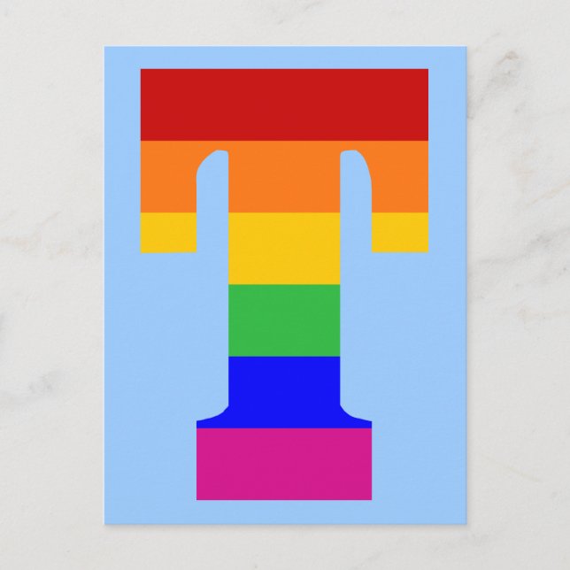 Postal Letra arco iris T (Anverso)
