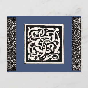Postal Letra Art Nouveau del Monograma C de la cosecha de