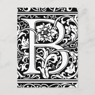 Postal Letra B Monograma Medieval Art Nouveau