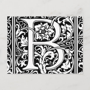 Postal Letra B Monograma medieval Art Nouveau