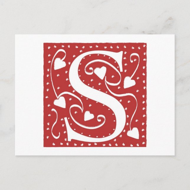 Postal Letra boda cardiaca S (Anverso)