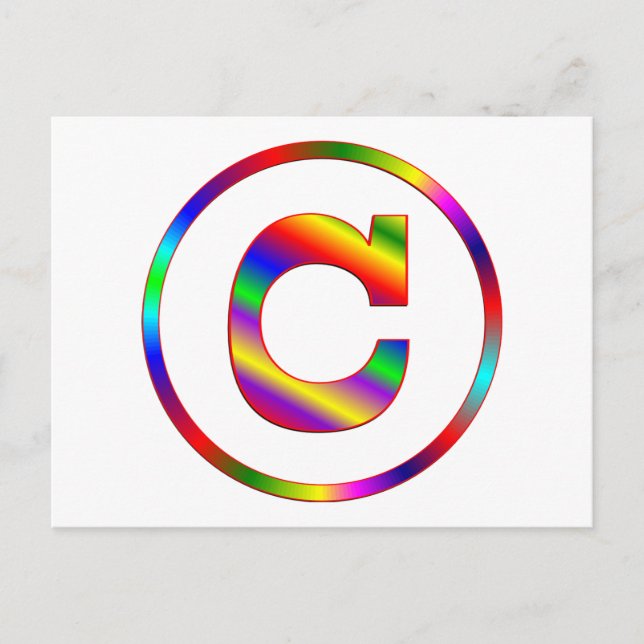 Postal Letra C Arcoiris (Anverso)