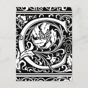 Postal Letra C Monograma Arte Nouveau Medieval