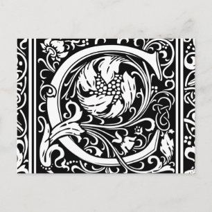 Postal Letra C Monograma Medieval Art Nouveau