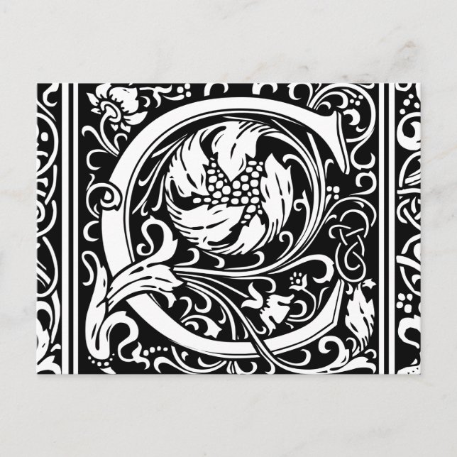 Postal Letra C Monograma medieval Art Nouveau (Anverso)