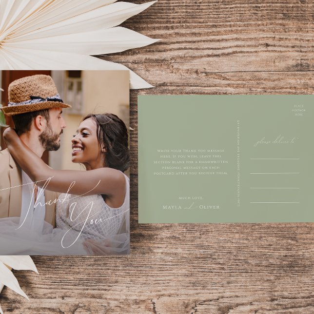 Postal Letra Caprichosa | Foto de Boda Agradecida Sage (Subido por el creador)