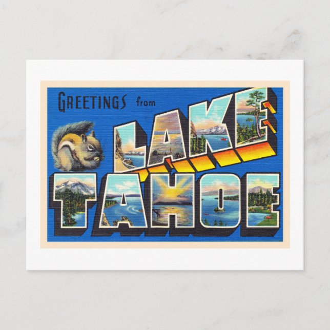 Postal Letra carta grande del lago Tahoe California (Anverso)