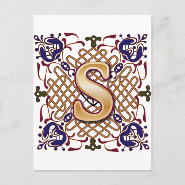 Postal Letra celta de diseño S (Anverso)