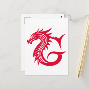 Postal Letra con estilo dragón G, alfabeto dragón, monogr