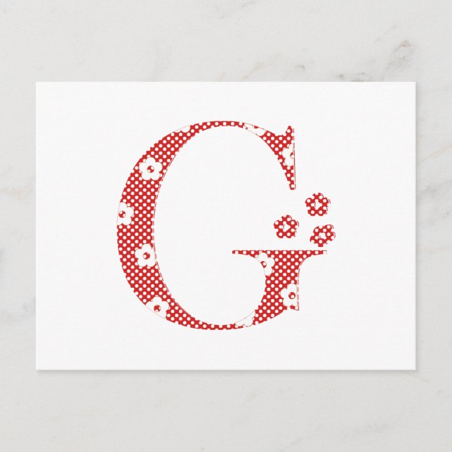 Postal Letra con patrón de flor G (rojo) (Anverso)