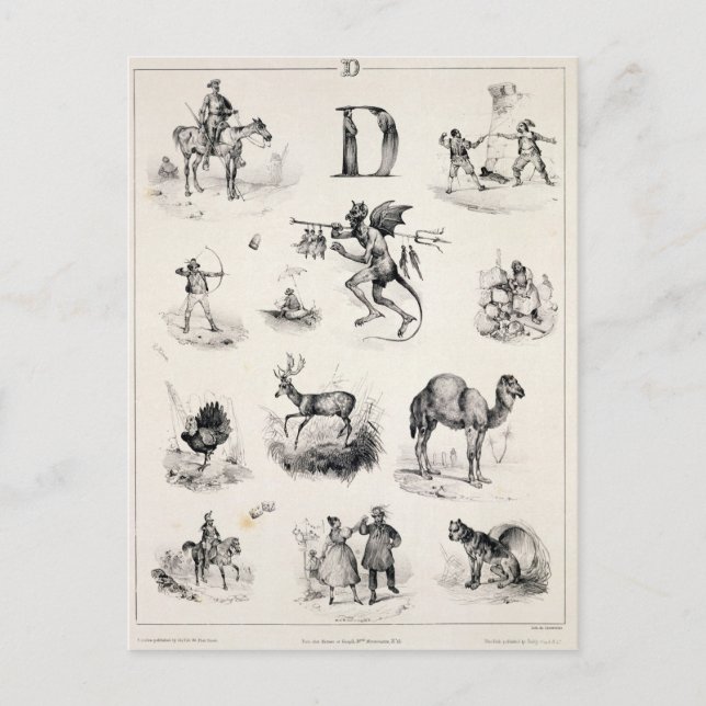 Postal Letra D de una cartilla alfabética, 1832 (Anverso)