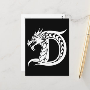 Postal Letra D Estilo Dragón, Alfabeto de Dragón, Monogra