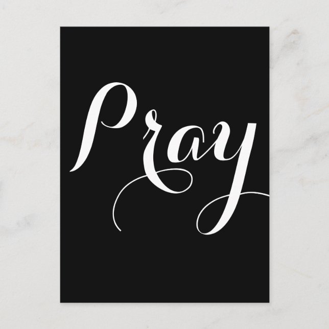 Postal letra de letra script PRAY bonita | (Anverso)