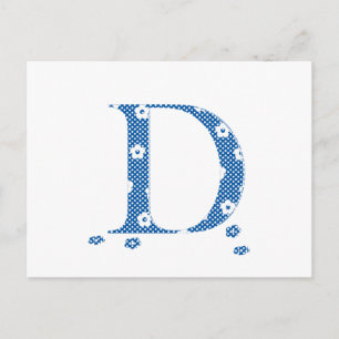 Postal Letra de patrón de flor D(azul)