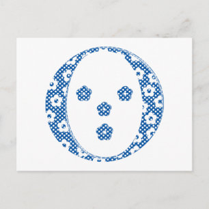 Postal Letra de patrón de flor O(azul)