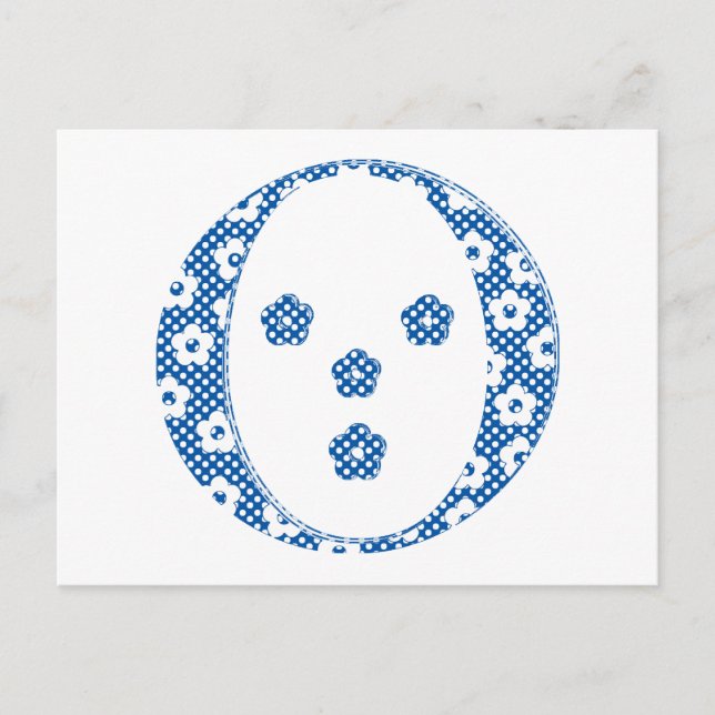Postal Letra de patrón de flor O(azul) (Anverso)