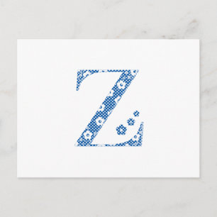 Postal Letra de patrón de flor Z (azul)