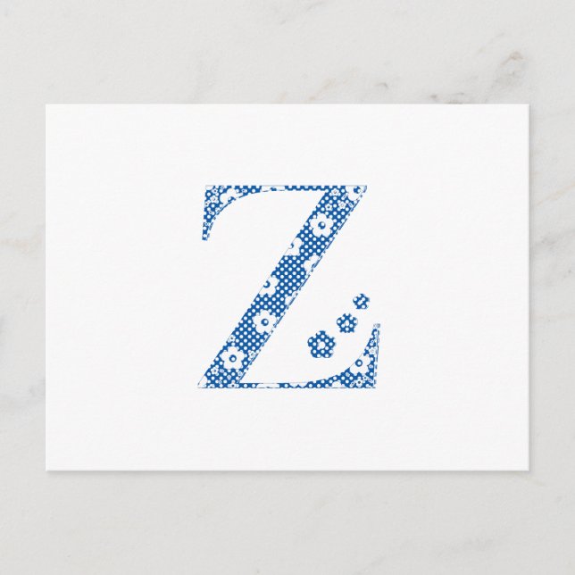 Postal Letra de patrón de flor Z (azul) (Anverso)