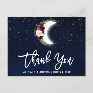 Postal Letra de Pincel Celestial Bodas Floral Luna Gracia