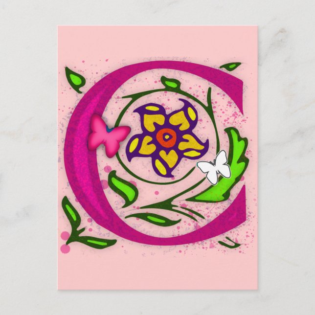 Postal Letra decorativa C monograma (Anverso)