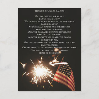 Postal Letra del Himno de EE. UU. Bandera Estrellada Pers