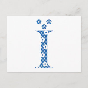 Postal Letra del patrón de flor I (azul)