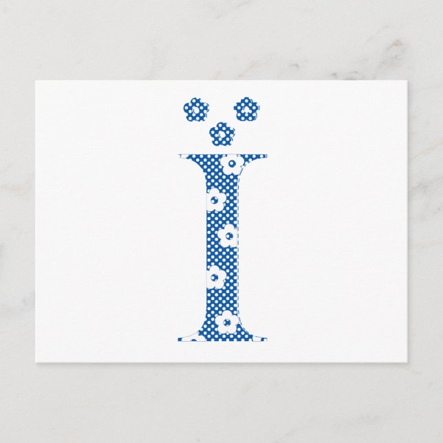 Postal Letra del patrón de flor I (azul) (Anverso)