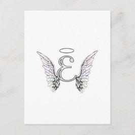 Postal Letra E Monograma inicial con Angel Wings & Halo