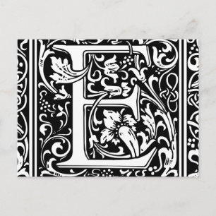 Postal Letra E Monograma Medieval Art Nouveau