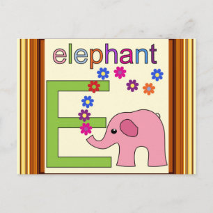 Postal Letra elefante e