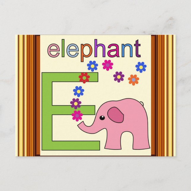 Postal Letra elefante e (Anverso)