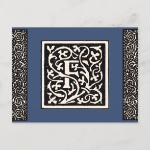 Postal Letra F Art Nouveau Monograma Vintage