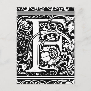 Postal Letra F Monograma Medieval Art Nouveau
