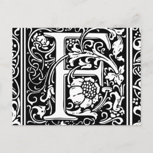 Postal Letra F Monograma Medieval Vintage Inicial