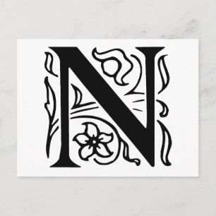 Postal Letra fancy N